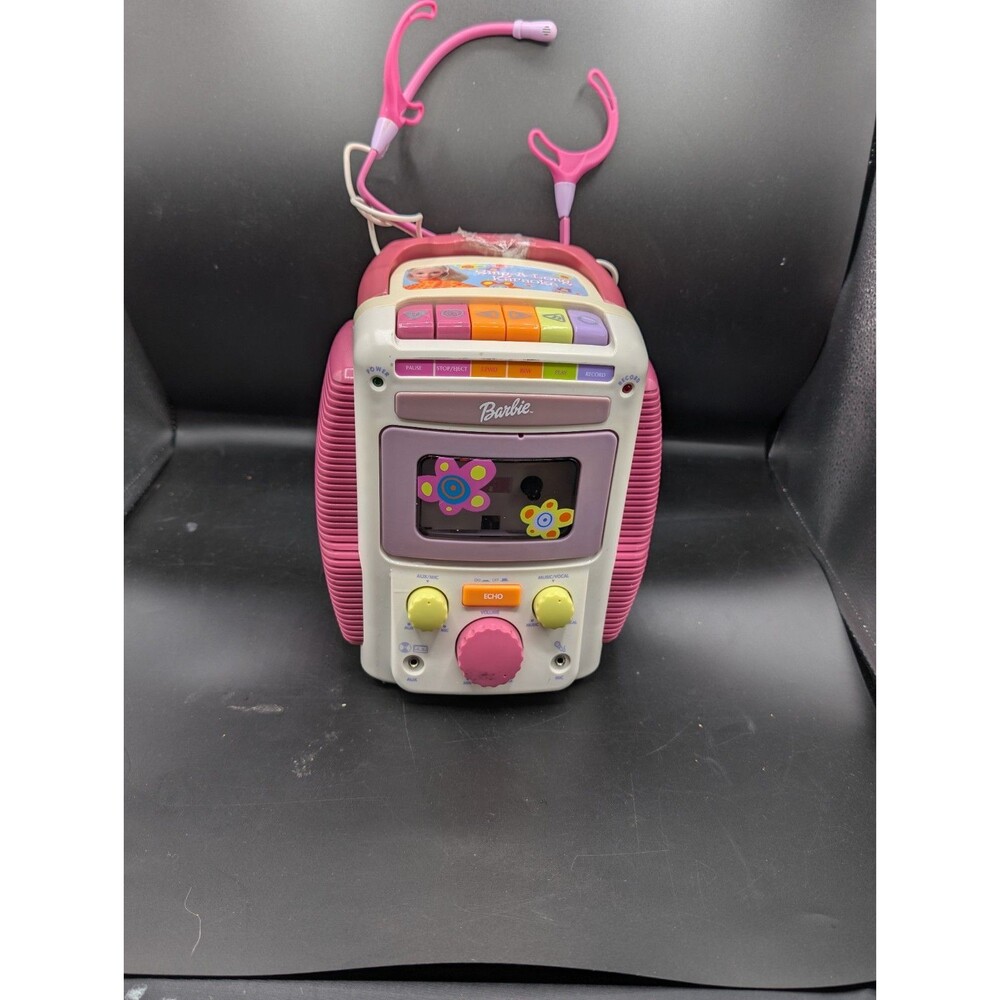 Vintage 2001 Barbie Sing With Me Karaoke Cassette Player 2 Mics BE-477 Untested